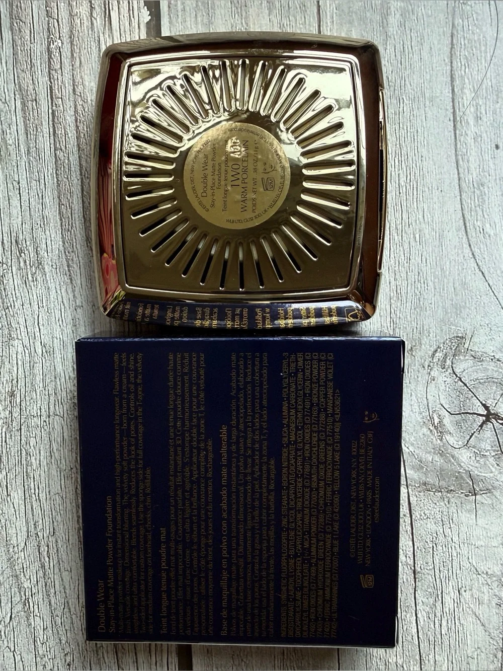 1W0 Warm Porcelain, Estee Lauder Double Wear Matte Powder Foundation, 11g, NIB